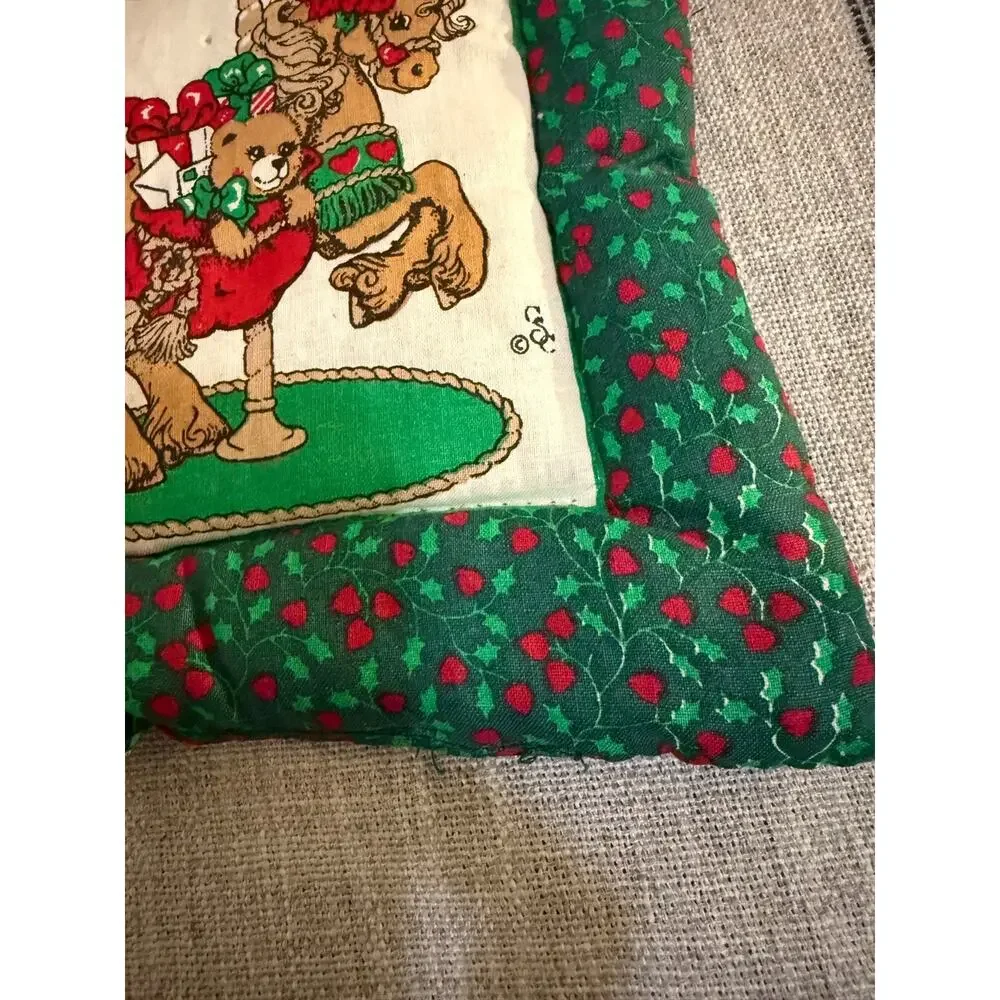 🎄 Vintage CSC Christmas Pot Holders Set of 2 | Carousel Horse | 7” x 7” Quil